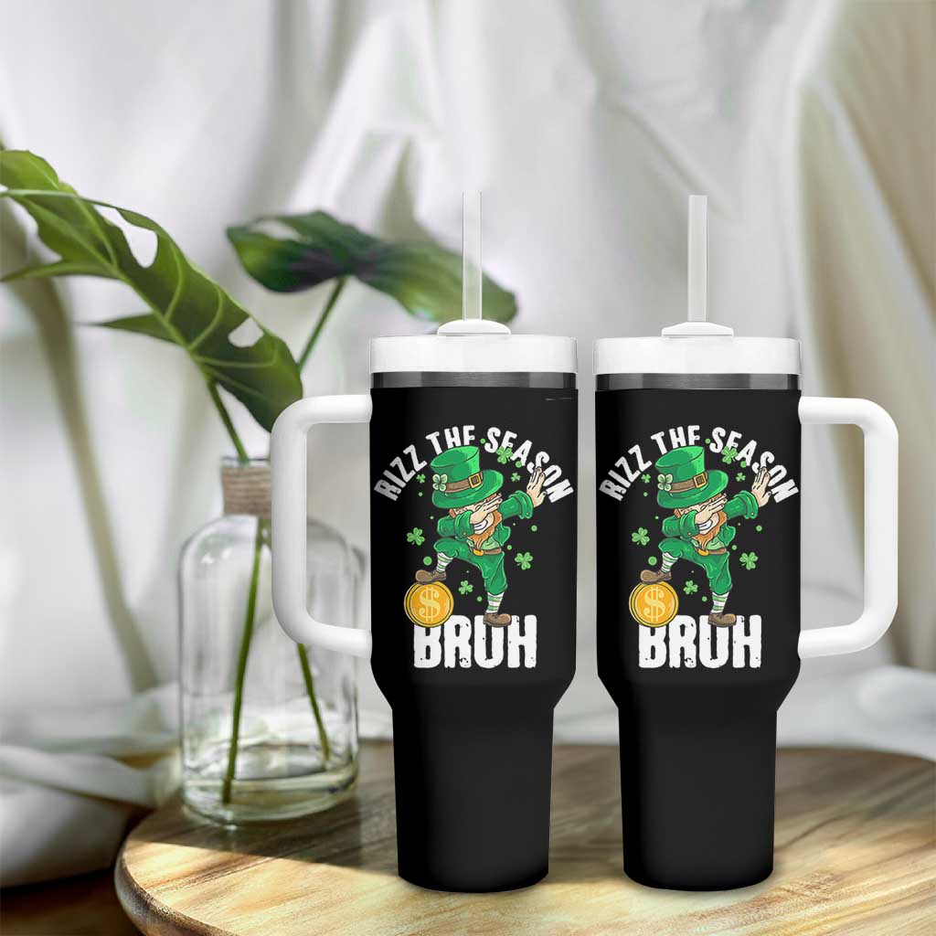 Funny St Patrick's Day Rizz The Season Bruh Tumbler With Handle Leprechaun Shamrock
