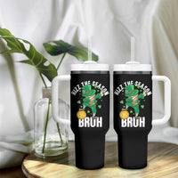 Funny St Patrick's Day Rizz The Season Bruh Tumbler With Handle Leprechaun Shamrock