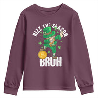 Funny St Patrick's Day Rizz The Season Bruh Youth Sweatshirt Leprechaun Shamrock