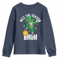 Funny St Patrick's Day Rizz The Season Bruh Youth Sweatshirt Leprechaun Shamrock