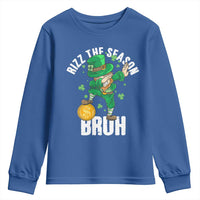 Funny St Patrick's Day Rizz The Season Bruh Youth Sweatshirt Leprechaun Shamrock