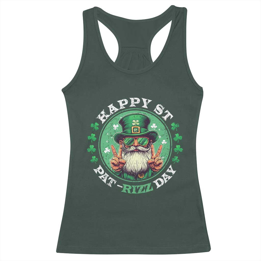 Happy St Pat Rizz Day Racerback Tank Top Leprechaun St Patrick's Day Shamrock