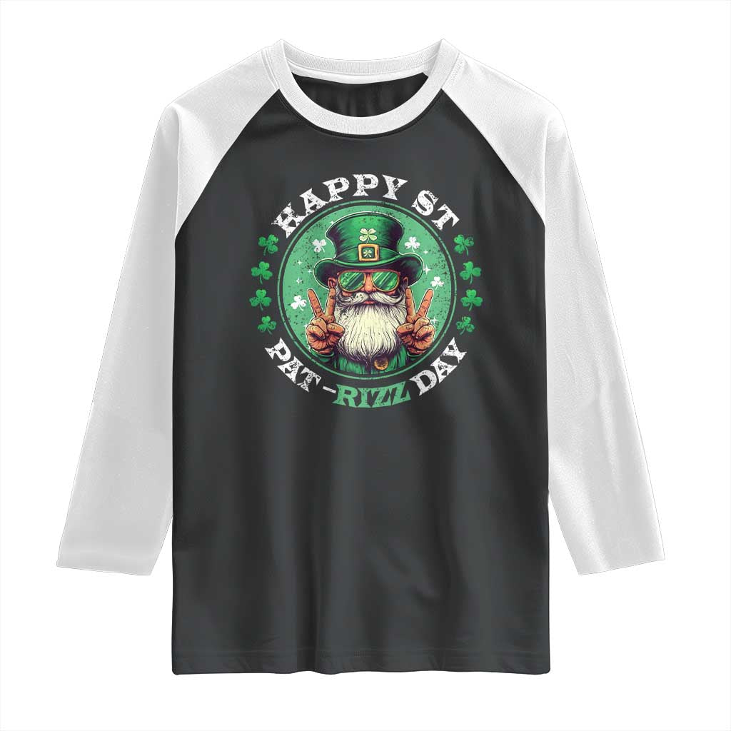 Happy St Pat Rizz Day Raglan Shirt Leprechaun St Patrick's Day Shamrock
