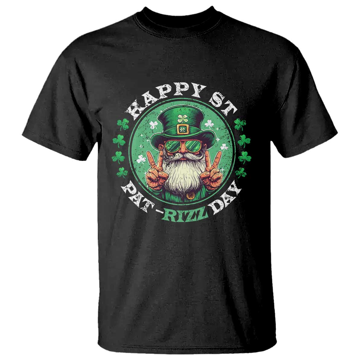 Happy St Pat Rizz Day T Shirt Leprechaun St Patrick's Day Shamrock
