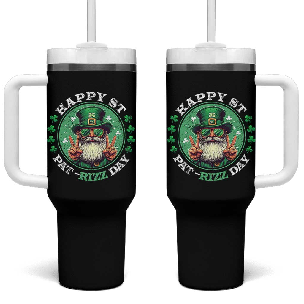 Happy St Pat Rizz Day Tumbler With Handle Leprechaun St Patrick's Day Shamrock