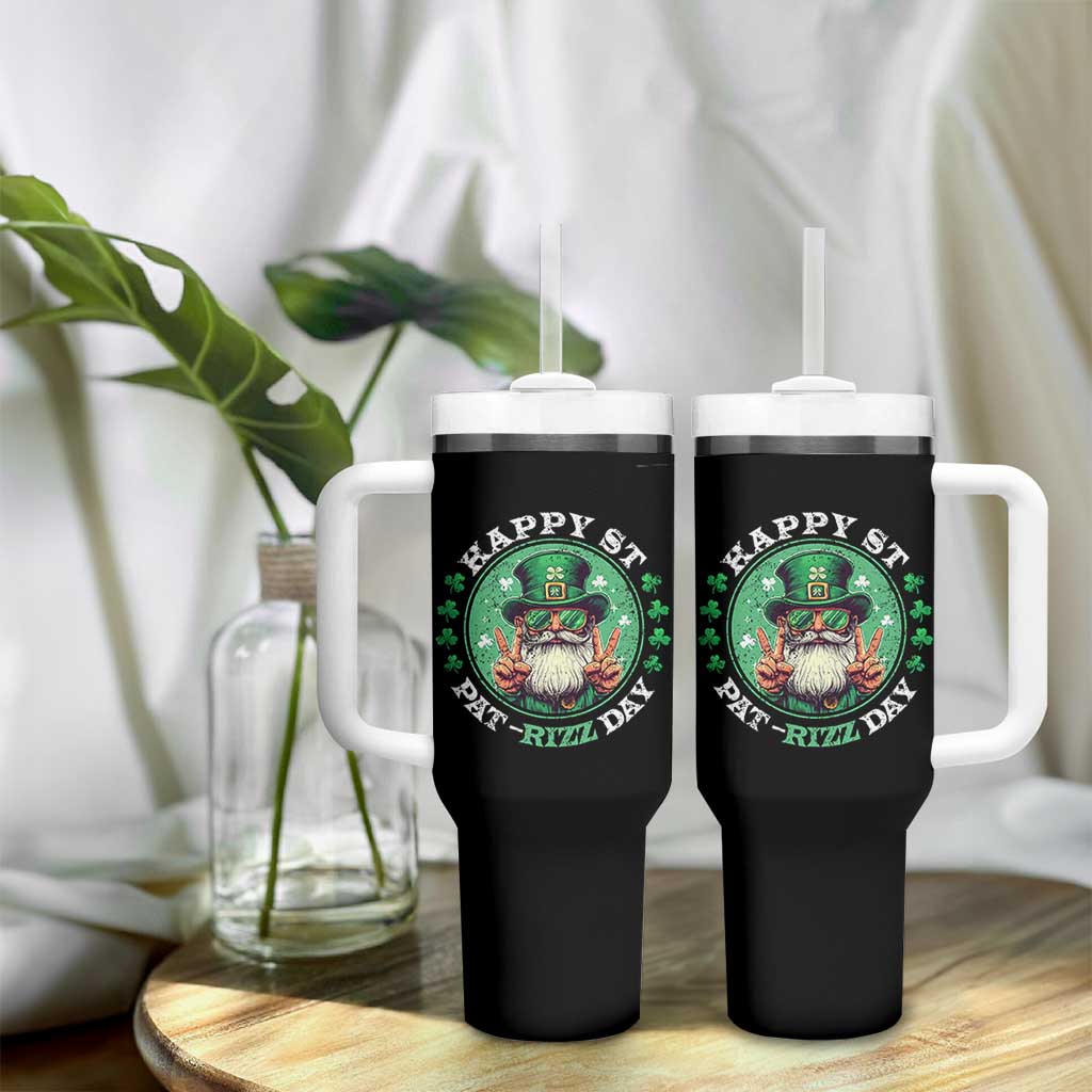 Happy St Pat Rizz Day Tumbler With Handle Leprechaun St Patrick's Day Shamrock