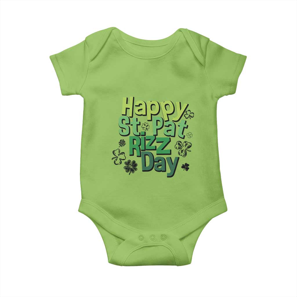 Funny Skibidi St Patrick's Day Baby Onesie Happy St Pat Rizz Day Shamrock