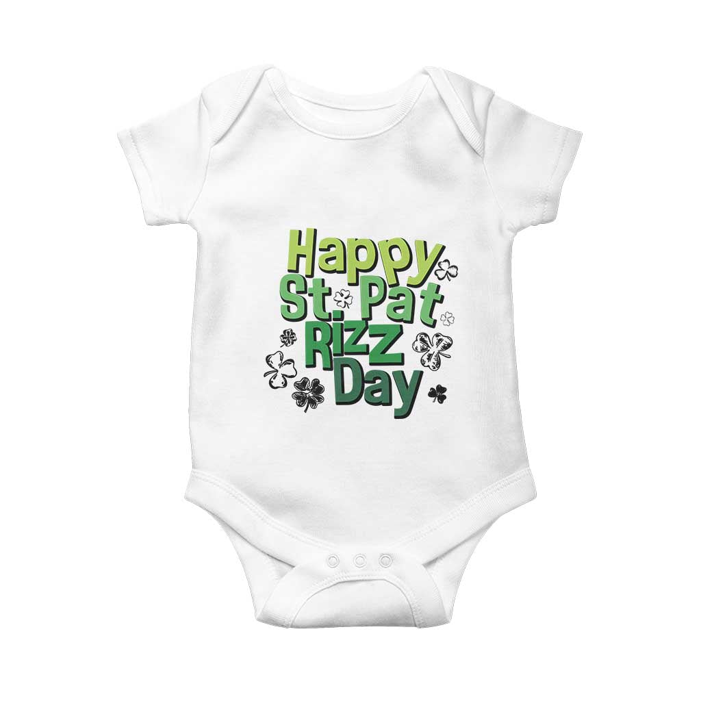 Funny Skibidi St Patrick's Day Baby Onesie Happy St Pat Rizz Day Shamrock