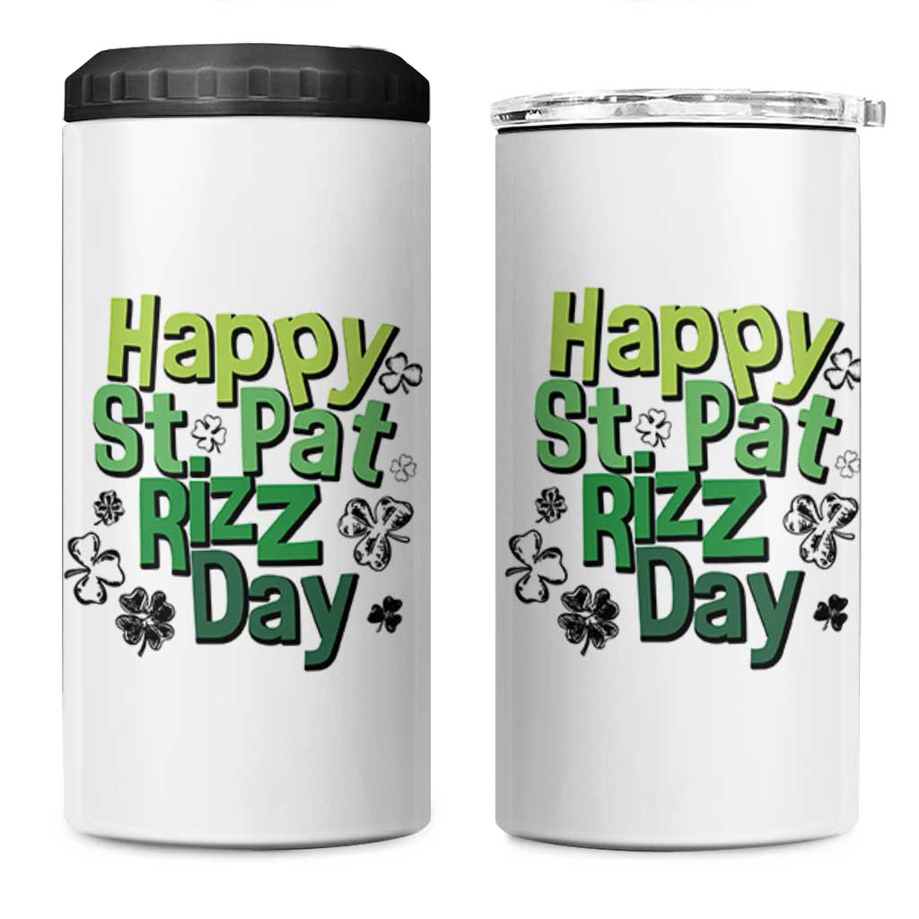 Funny Skibidi St Patrick's Day 4 in 1 Can Cooler Tumbler Happy St Pat Rizz Day Shamrock