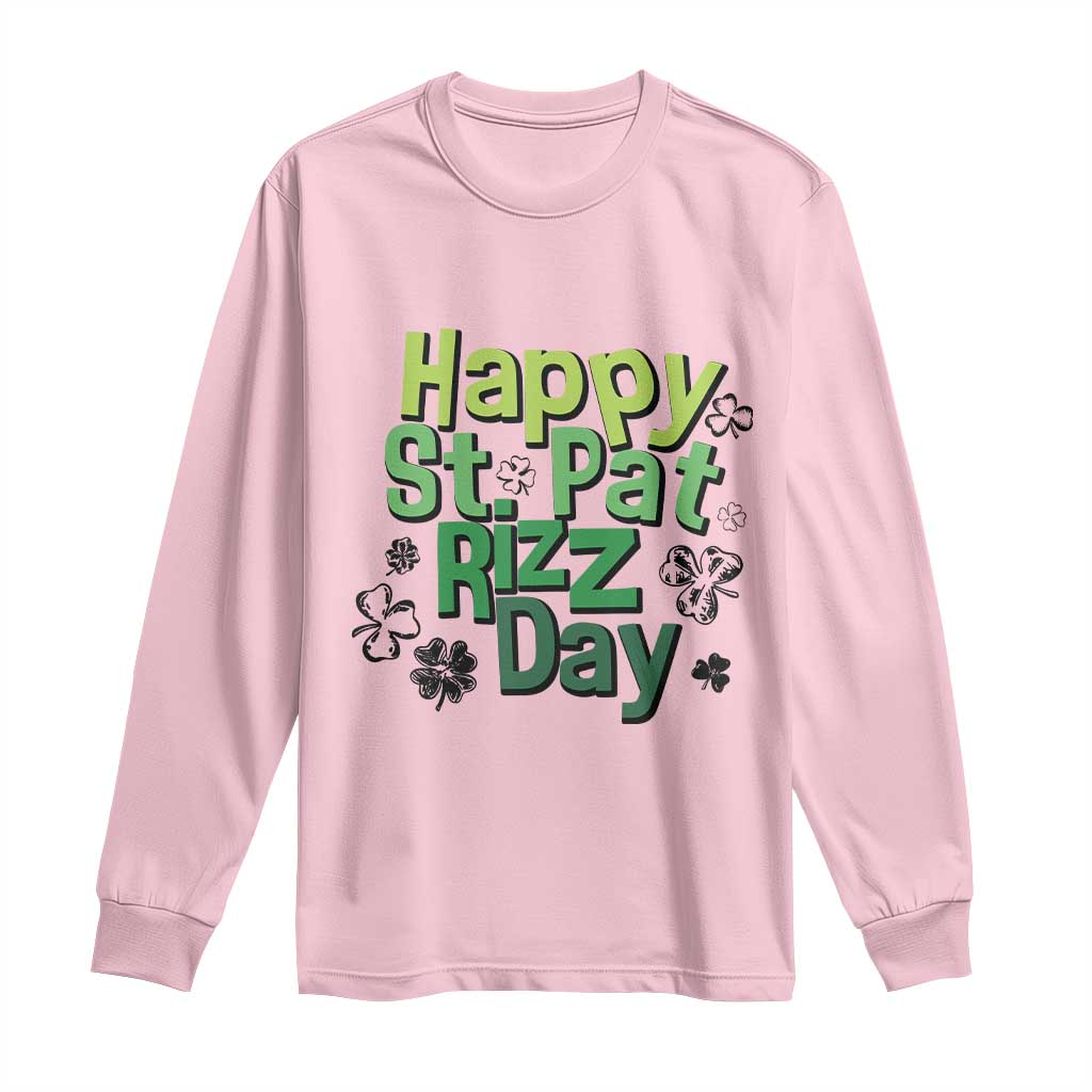 Funny Skibidi St Patrick's Day Long Sleeve Shirt Happy St Pat Rizz Day Shamrock