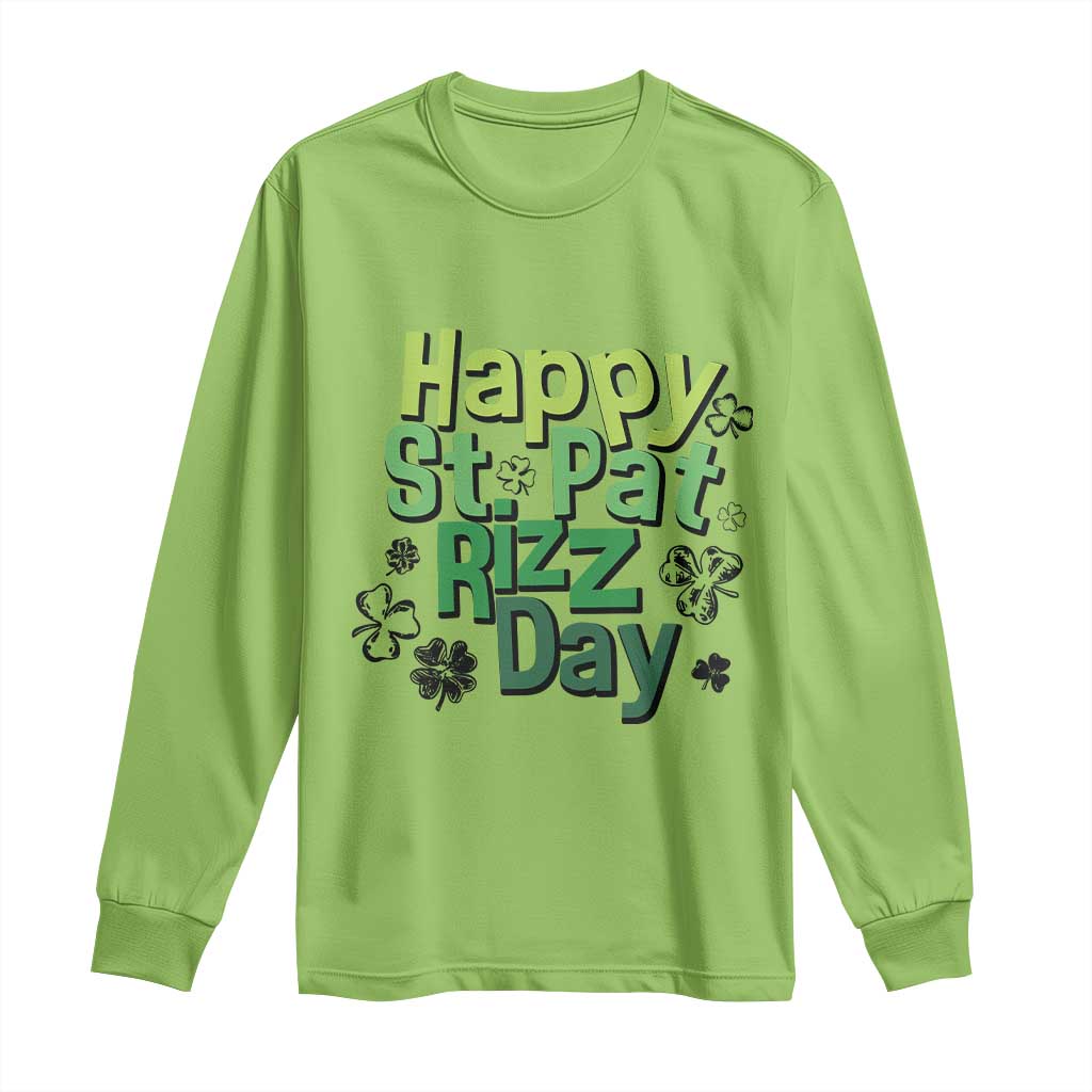 Funny Skibidi St Patrick's Day Long Sleeve Shirt Happy St Pat Rizz Day Shamrock