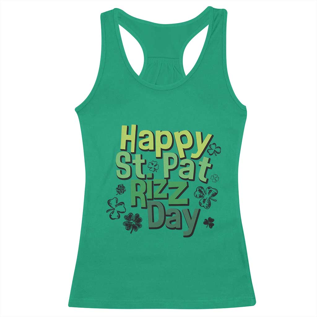 Funny Skibidi St Patrick's Day Racerback Tank Top Happy St Pat Rizz Day Shamrock