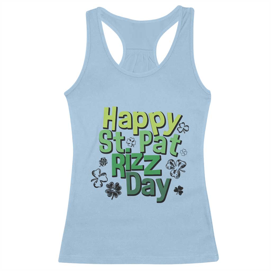 Funny Skibidi St Patrick's Day Racerback Tank Top Happy St Pat Rizz Day Shamrock