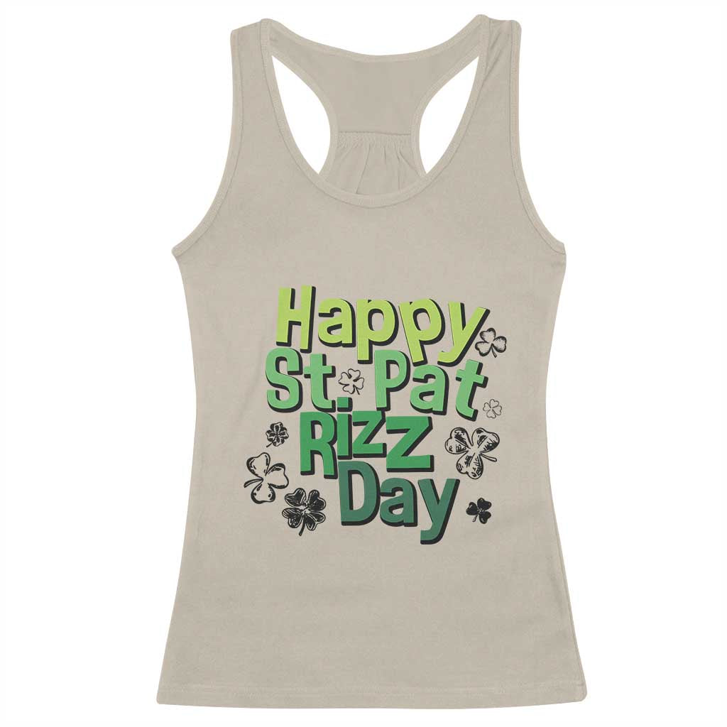 Funny Skibidi St Patrick's Day Racerback Tank Top Happy St Pat Rizz Day Shamrock