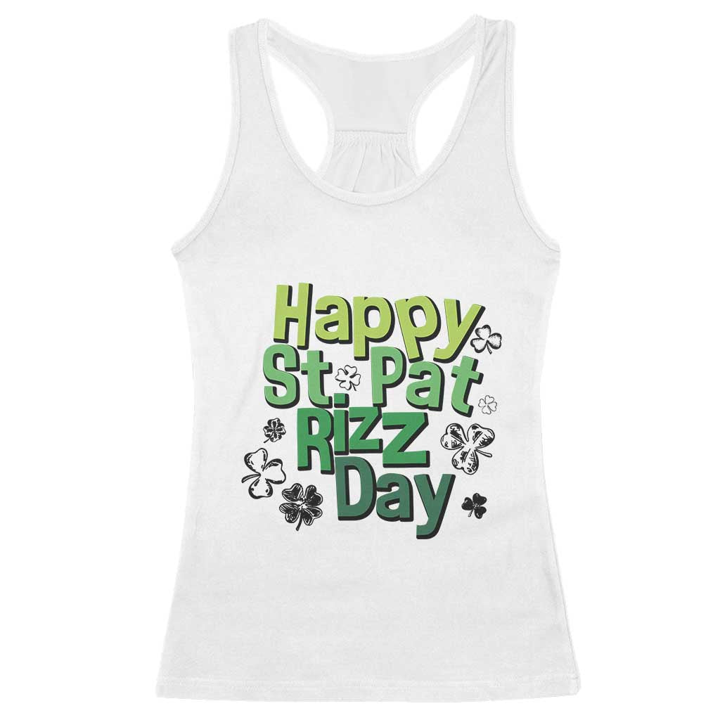 Funny Skibidi St Patrick's Day Racerback Tank Top Happy St Pat Rizz Day Shamrock