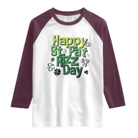 Funny Skibidi St Patrick's Day Raglan Shirt Happy St Pat Rizz Day Shamrock