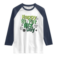 Funny Skibidi St Patrick's Day Raglan Shirt Happy St Pat Rizz Day Shamrock
