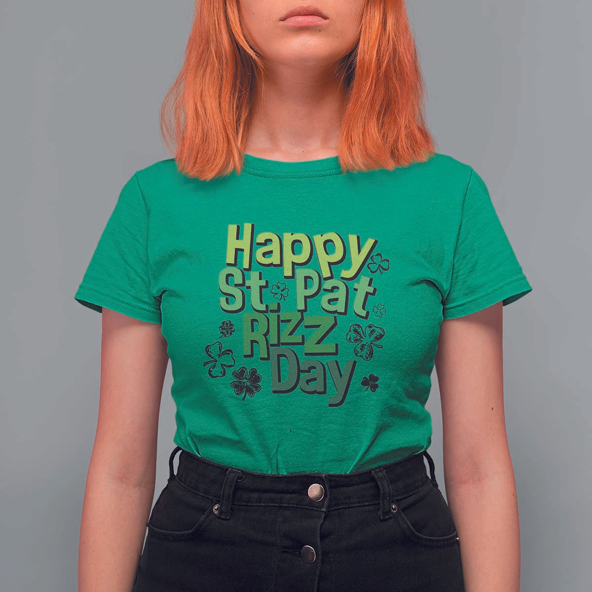 Funny Skibidi St Patrick's Day T Shirt For Women Happy St Pat Rizz Day Shamrock