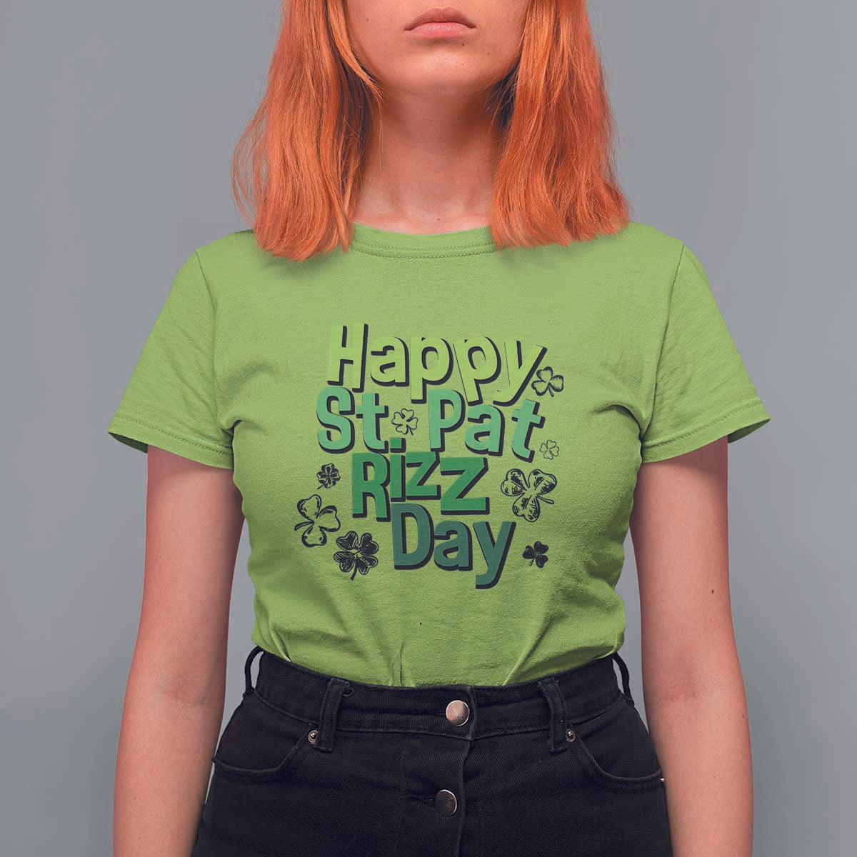 Funny Skibidi St Patrick's Day T Shirt For Women Happy St Pat Rizz Day Shamrock
