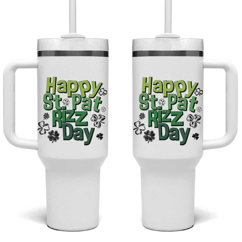 Funny Skibidi St Patrick's Day Tumbler With Handle Happy St Pat Rizz Day Shamrock