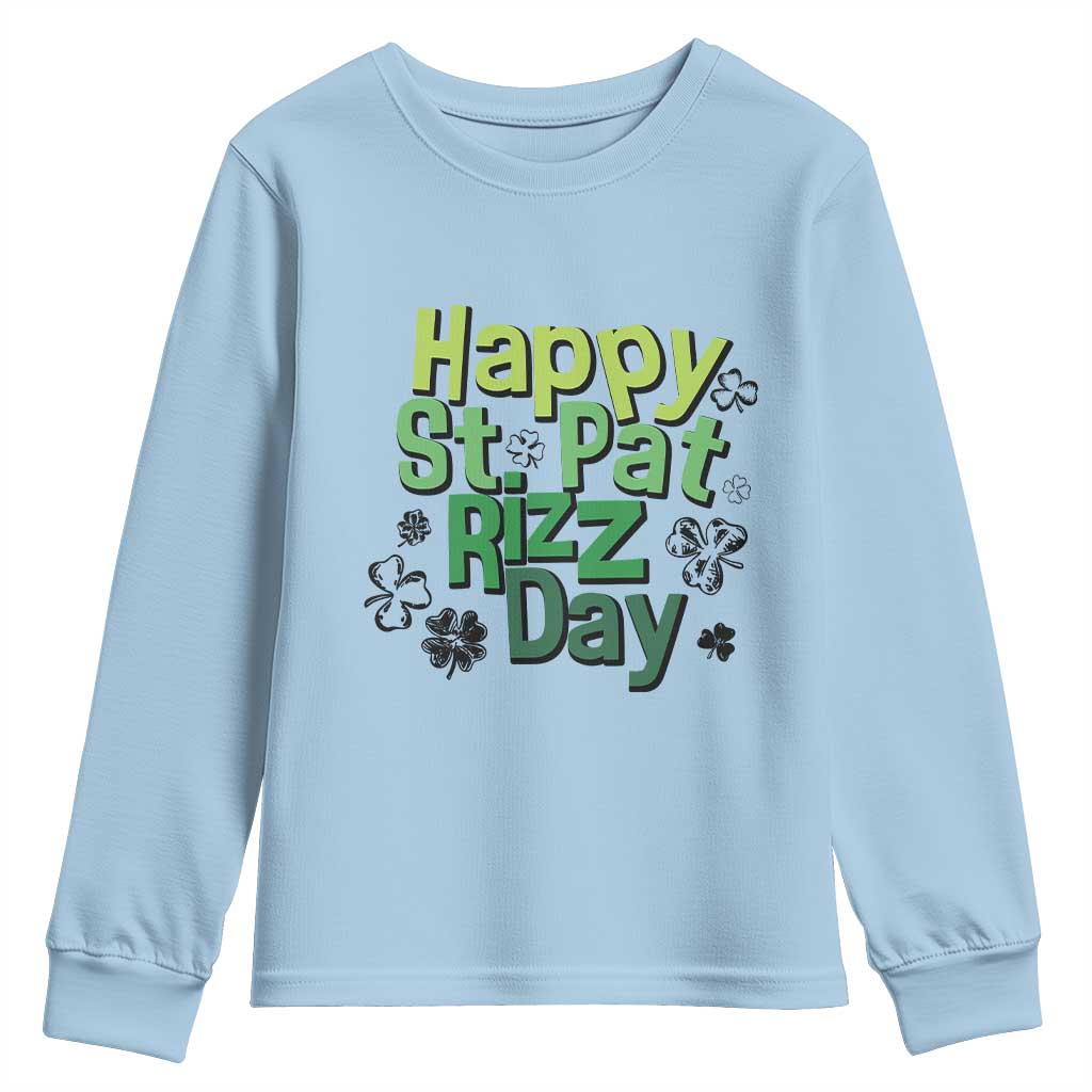 Funny Skibidi St Patrick's Day Youth Sweatshirt Happy St Pat Rizz Day Shamrock