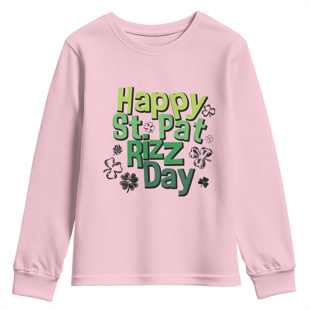 Funny Skibidi St Patrick's Day Youth Sweatshirt Happy St Pat Rizz Day Shamrock