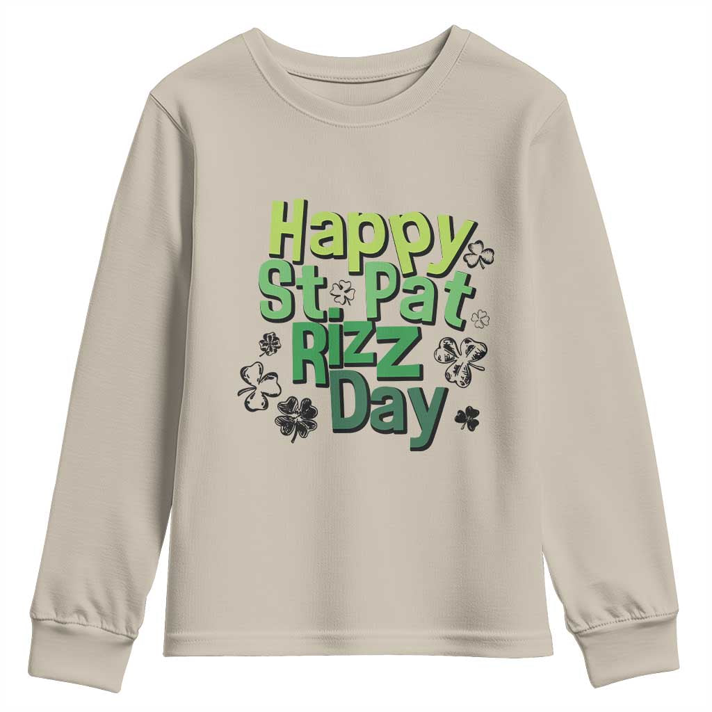Funny Skibidi St Patrick's Day Youth Sweatshirt Happy St Pat Rizz Day Shamrock