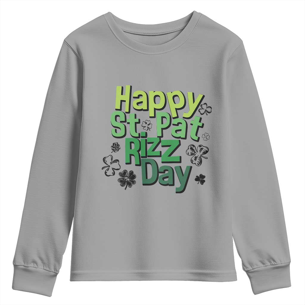Funny Skibidi St Patrick's Day Youth Sweatshirt Happy St Pat Rizz Day Shamrock