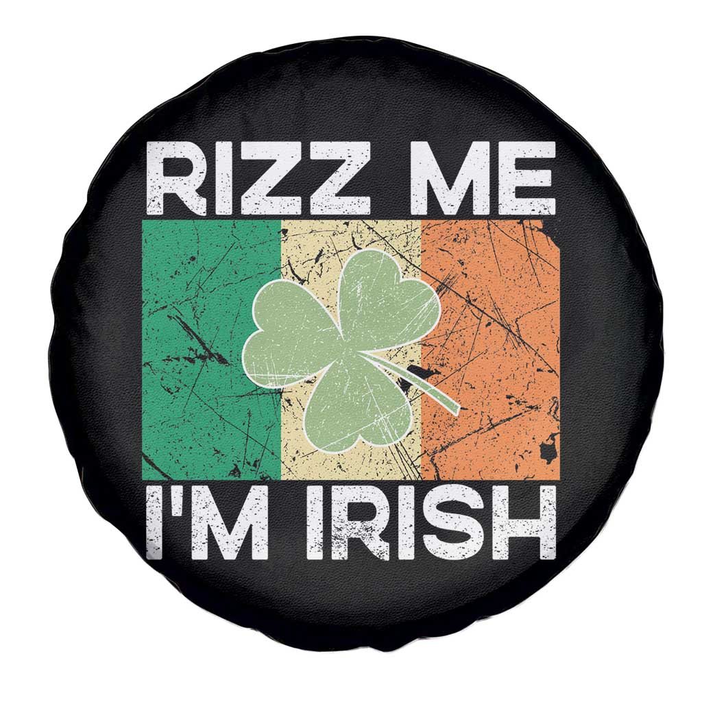 Funny St Patrick's Day Rizz Me I'm Irish Spare Tire Cover Shamrock Ireland Flag