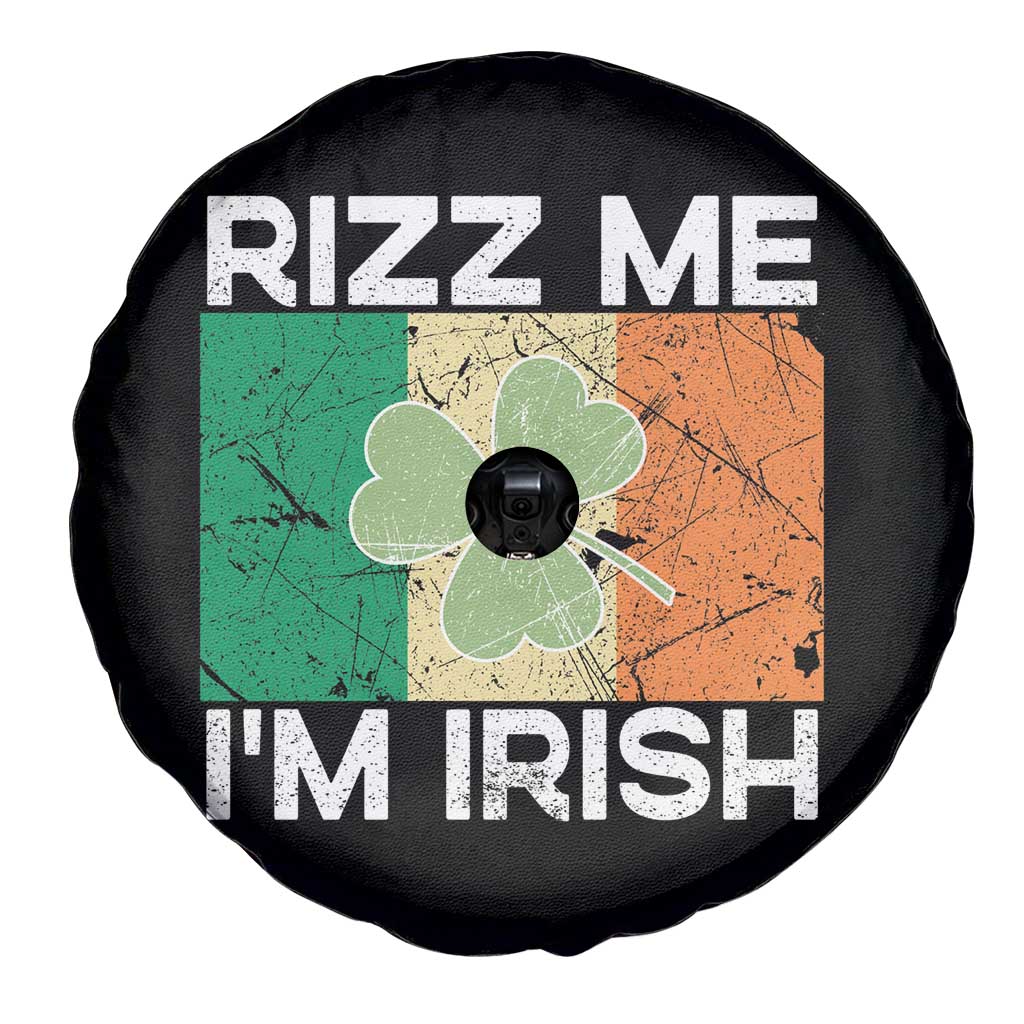 Funny St Patrick's Day Rizz Me I'm Irish Spare Tire Cover Shamrock Ireland Flag