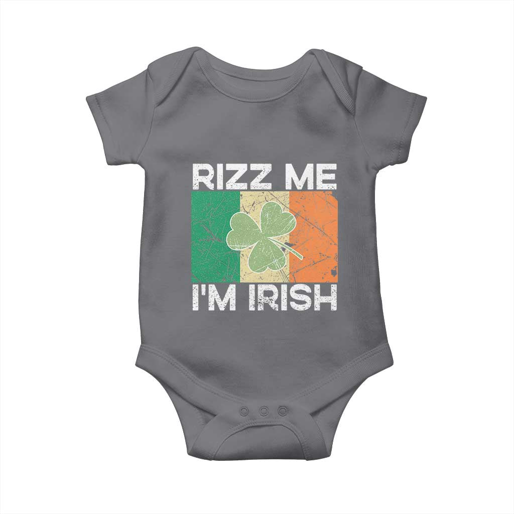 Funny St Patrick's Day Rizz Me I'm Irish Baby Onesie Shamrock Ireland Flag