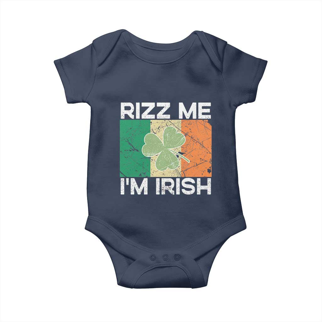 Funny St Patrick's Day Rizz Me I'm Irish Baby Onesie Shamrock Ireland Flag