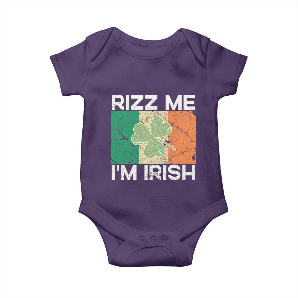 Funny St Patrick's Day Rizz Me I'm Irish Baby Onesie Shamrock Ireland Flag