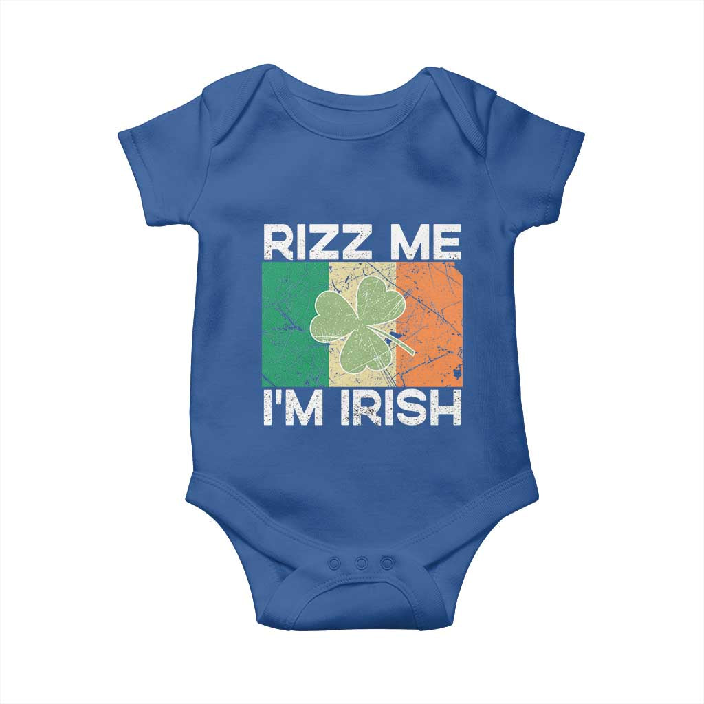 Funny St Patrick's Day Rizz Me I'm Irish Baby Onesie Shamrock Ireland Flag