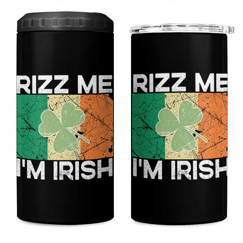 Funny St Patrick's Day Rizz Me I'm Irish 4 in 1 Can Cooler Tumbler Shamrock Ireland Flag