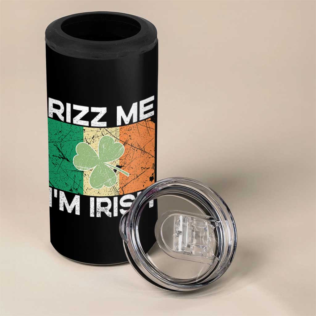 Funny St Patrick's Day Rizz Me I'm Irish 4 in 1 Can Cooler Tumbler Shamrock Ireland Flag