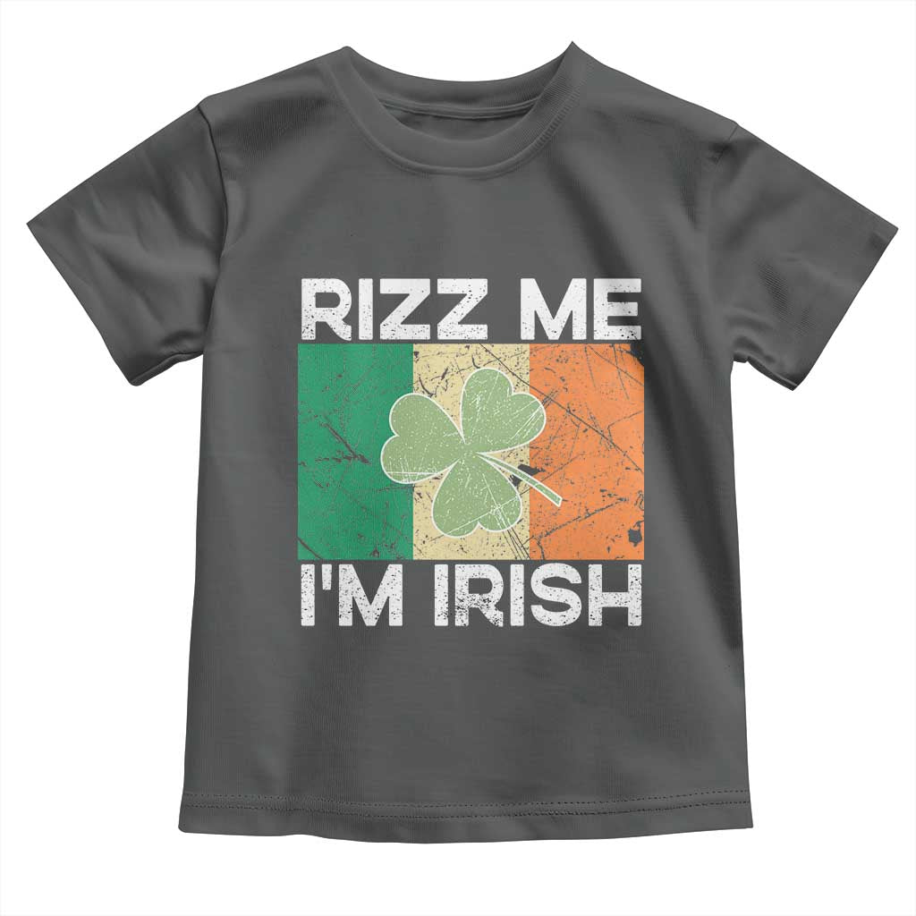 Funny St Patrick's Day Rizz Me I'm Irish Toddler T Shirt Shamrock Ireland Flag