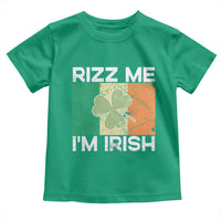 Funny St Patrick's Day Rizz Me I'm Irish Toddler T Shirt Shamrock Ireland Flag