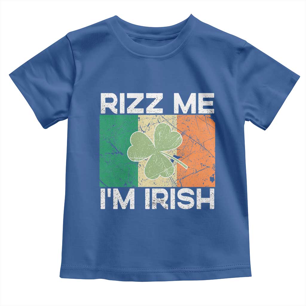 Funny St Patrick's Day Rizz Me I'm Irish Toddler T Shirt Shamrock Ireland Flag