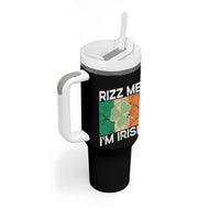 Funny St Patrick's Day Rizz Me I'm Irish Tumbler With Handle Shamrock Ireland Flag