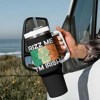Funny St Patrick's Day Rizz Me I'm Irish Tumbler With Handle Shamrock Ireland Flag
