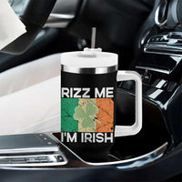 Funny St Patrick's Day Rizz Me I'm Irish Tumbler With Handle Shamrock Ireland Flag