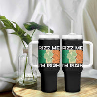 Funny St Patrick's Day Rizz Me I'm Irish Tumbler With Handle Shamrock Ireland Flag