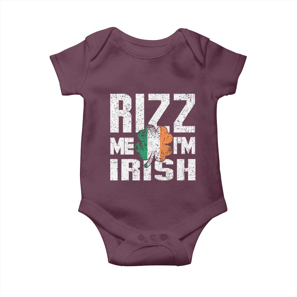 Funny Rizz Me I'm Irish Baby Onesie St Patrick's Day Vintage Ireland Flag