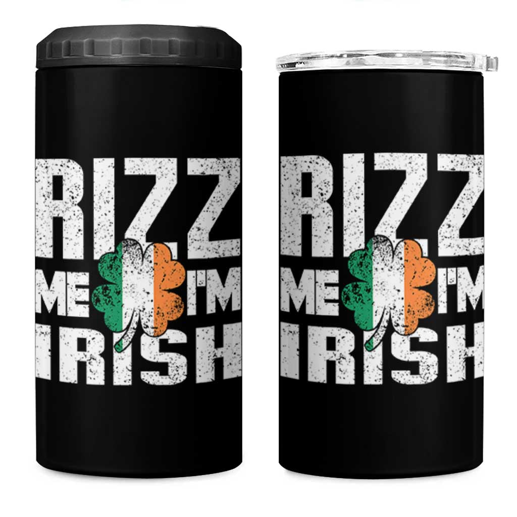Funny Rizz Me I'm Irish 4 in 1 Can Cooler Tumbler St Patrick's Day Vintage Ireland Flag