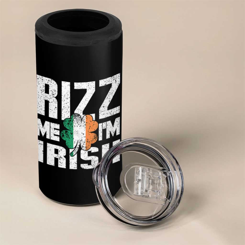 Funny Rizz Me I'm Irish 4 in 1 Can Cooler Tumbler St Patrick's Day Vintage Ireland Flag