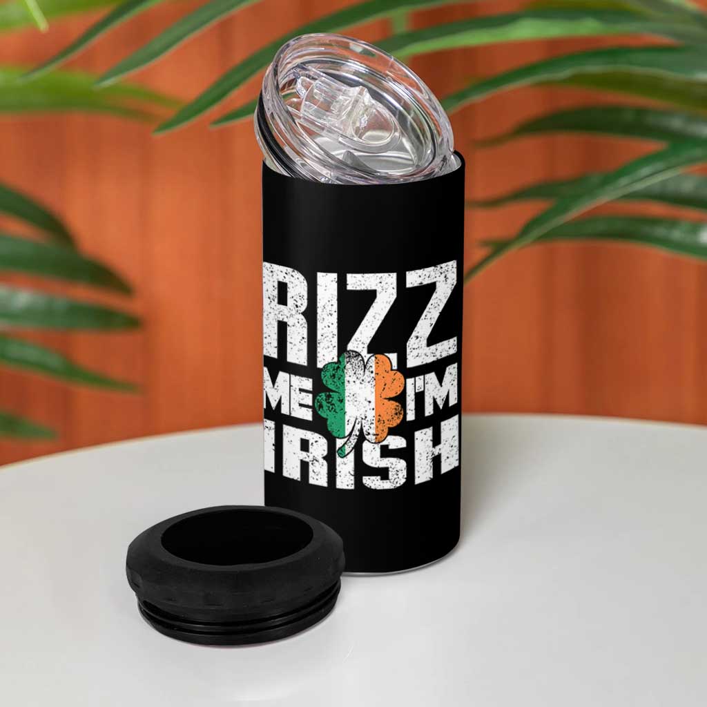 Funny Rizz Me I'm Irish 4 in 1 Can Cooler Tumbler St Patrick's Day Vintage Ireland Flag