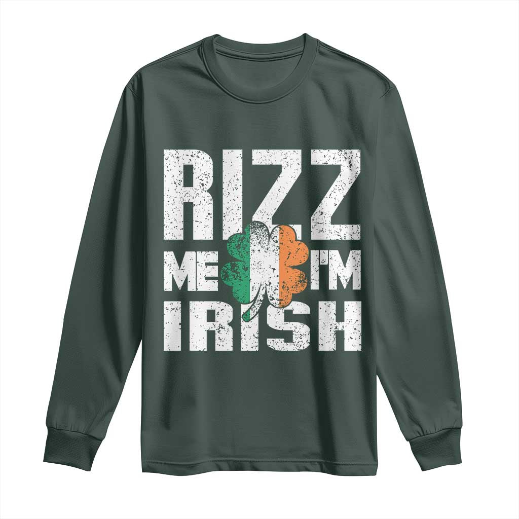Funny Rizz Me I'm Irish Long Sleeve Shirt St Patrick's Day Vintage Ireland Flag