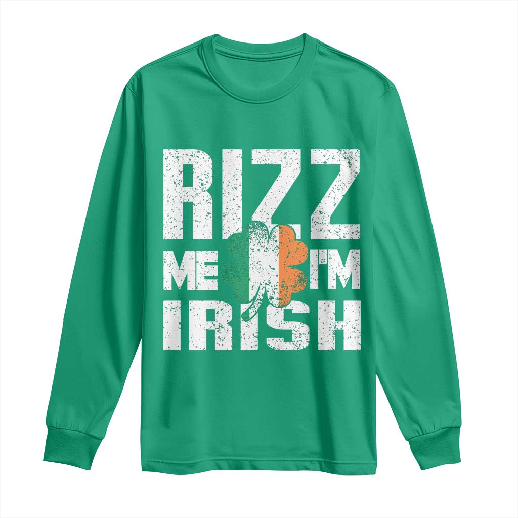 Funny Rizz Me I'm Irish Long Sleeve Shirt St Patrick's Day Vintage Ireland Flag