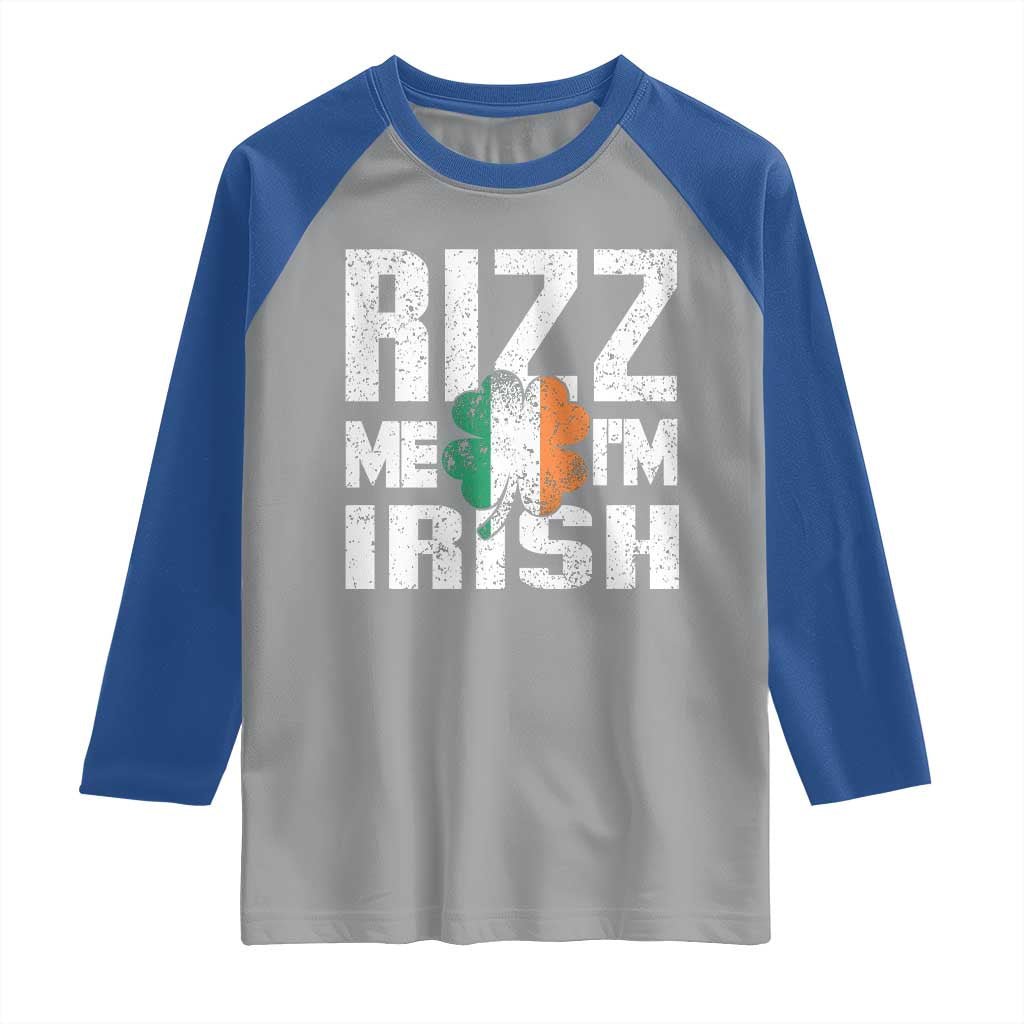 Funny Rizz Me I'm Irish Raglan Shirt St Patrick's Day Vintage Ireland Flag